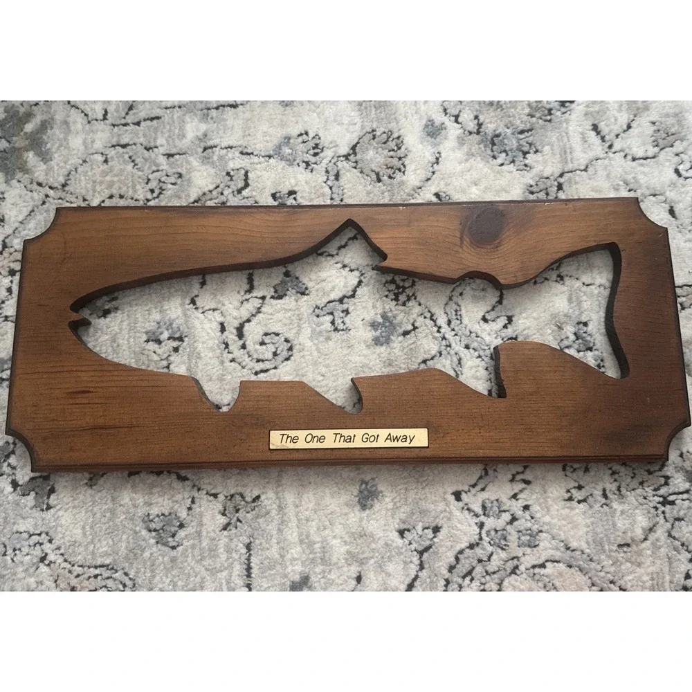 Rustic Wooden Fishing Wall Sign Carved Fish Cabin Lodge Humor Decor 20